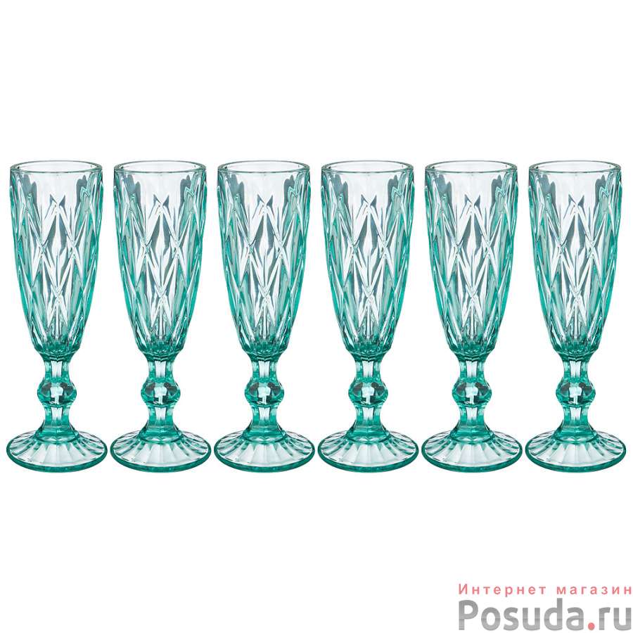 Набор бокалов для шампанского Ромбо из 6шт. 150мл. серия Muza color