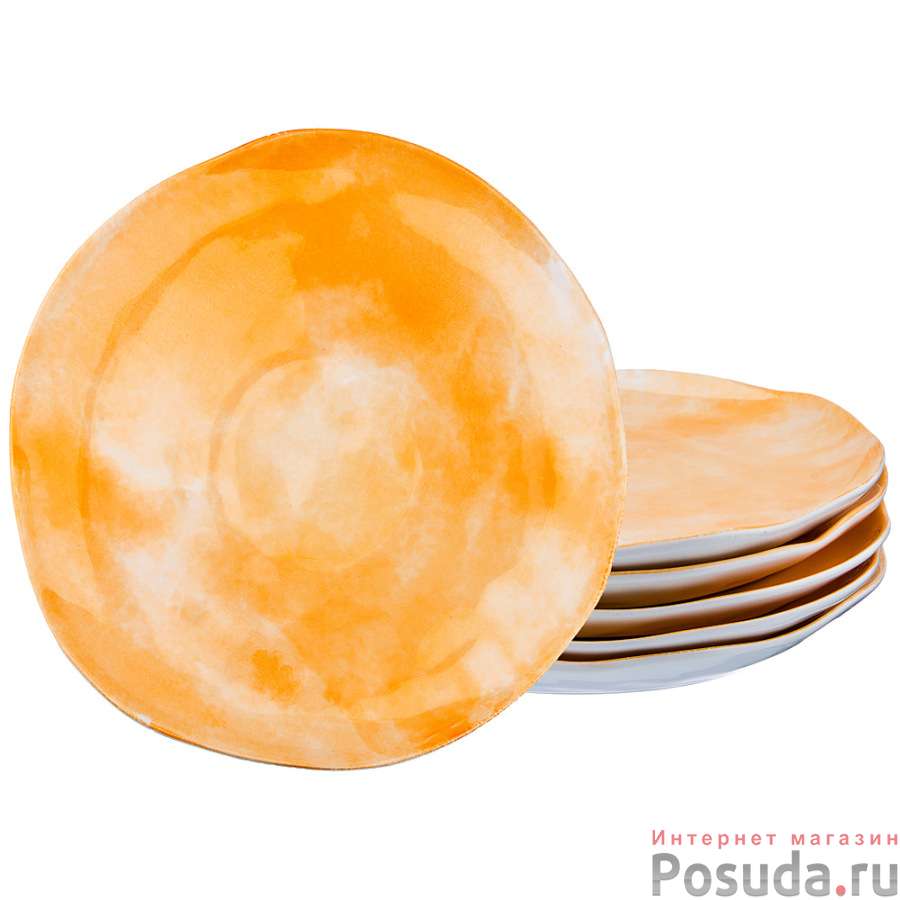 Набор тарелок десертных из 6 шт. диаметр=21 см. коллекция Парадиз цвет: солнечный свет (кор=8набор