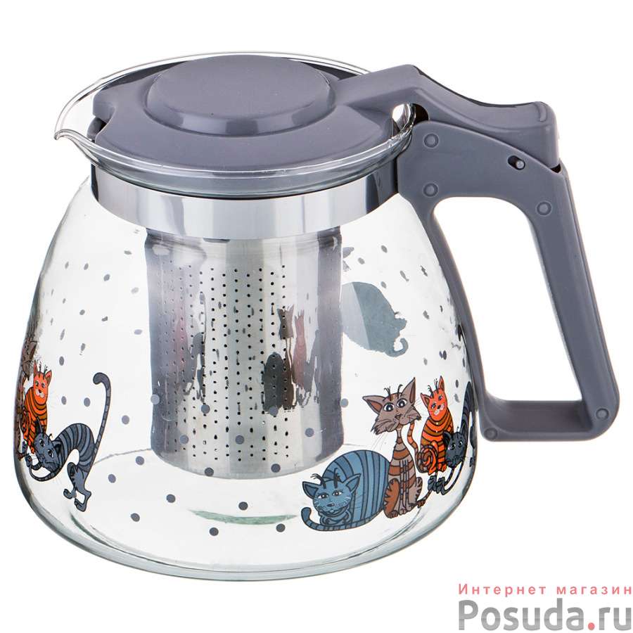 Заварочный чайник agness с фильтром Коты 900 мл.