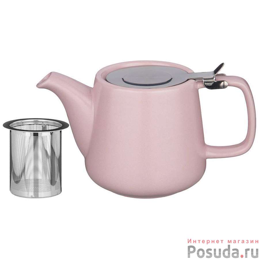 Чайник с металл.ситом и металл.крышкой Velour 500мл, розовый 
