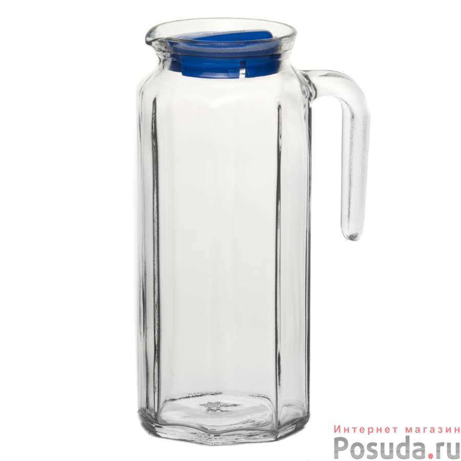 Кувшин Pasabahce с голубой крышкой КОШЕМ, объем 1000 мл