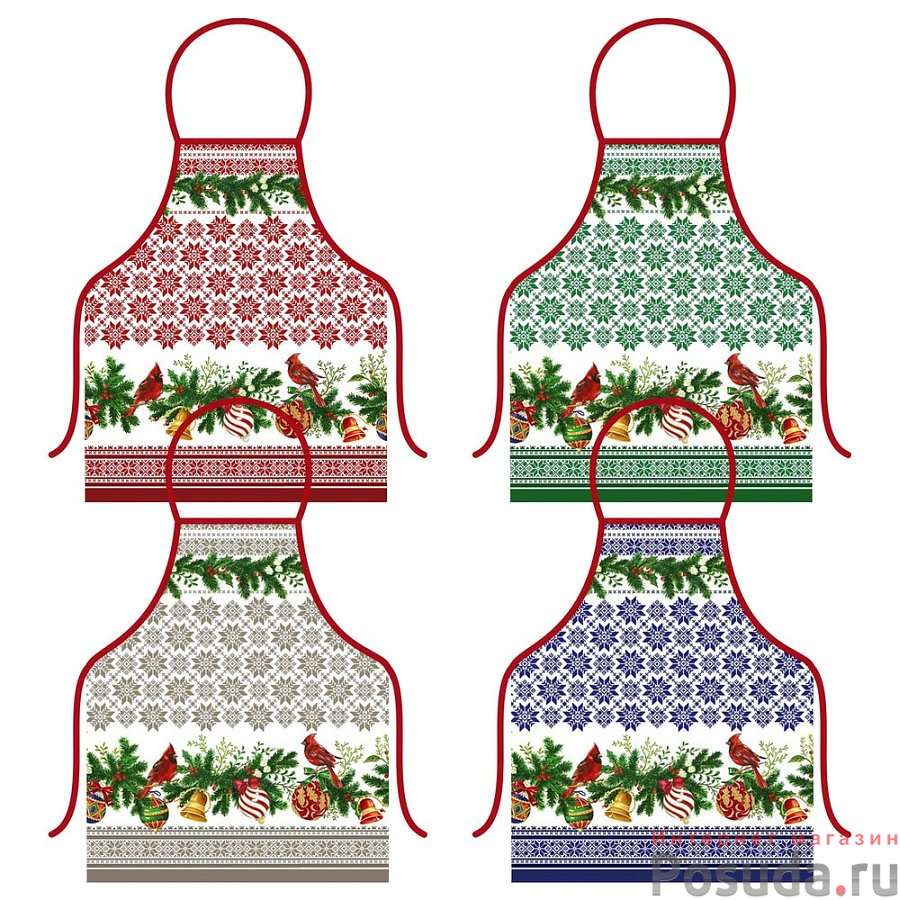 Фартук "Новогодние узоры".Размер 52х72см. 4 цв.