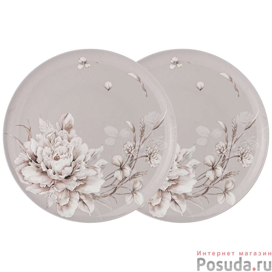 Набор из 2 тарелок обеденных lefard White flower 25,5 см серый 
