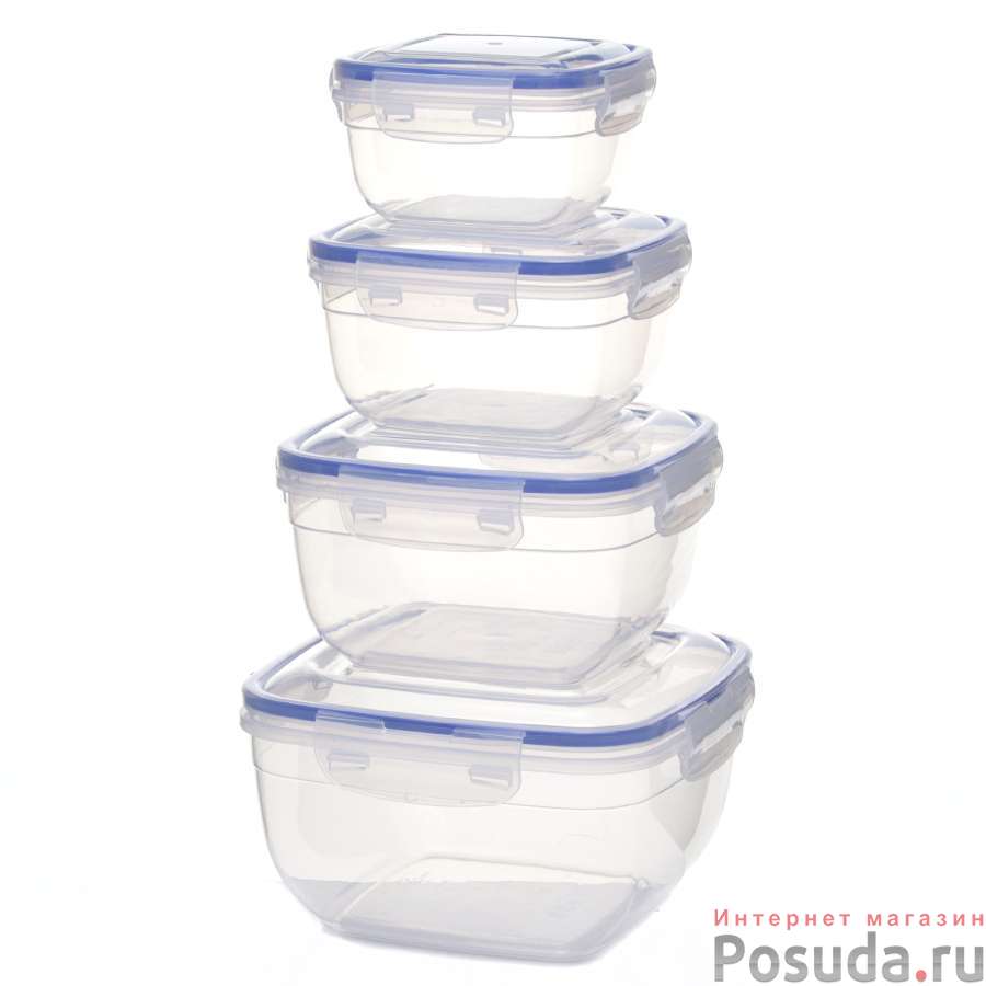 Набор квадратных контейнеров 4 шт с крышками "StarPlast"