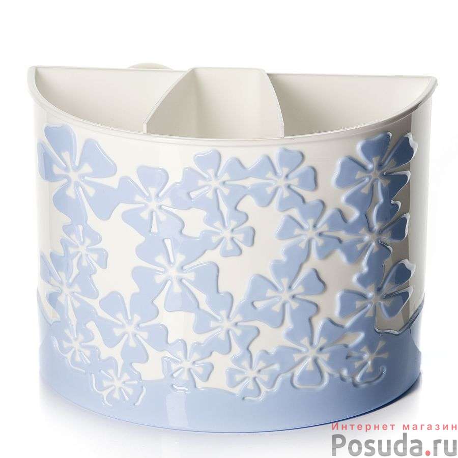 Подставка для зубных щеток "Камелия" (цвет белый с голубым)