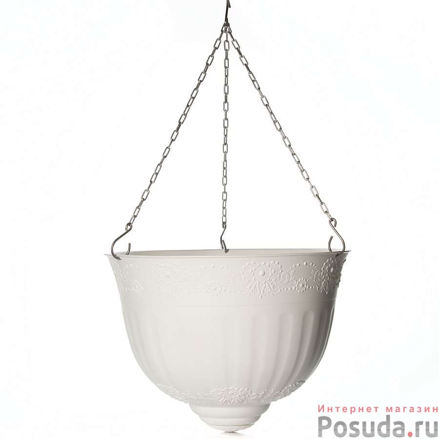 Кашпо подвесное "Венеция", объем 10 л, диаметр 330 мм (цвет белый)