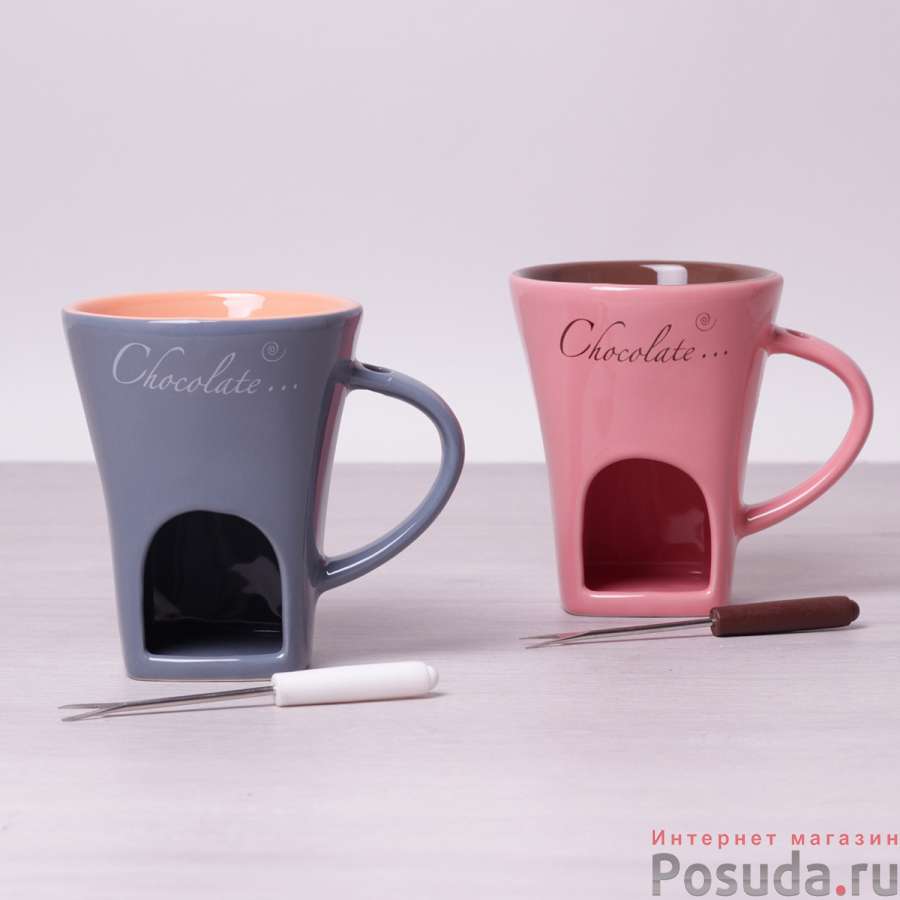 Чашка для фондю Ø10.5*12.5см керамическая на 1 персону (серая, розовая)
