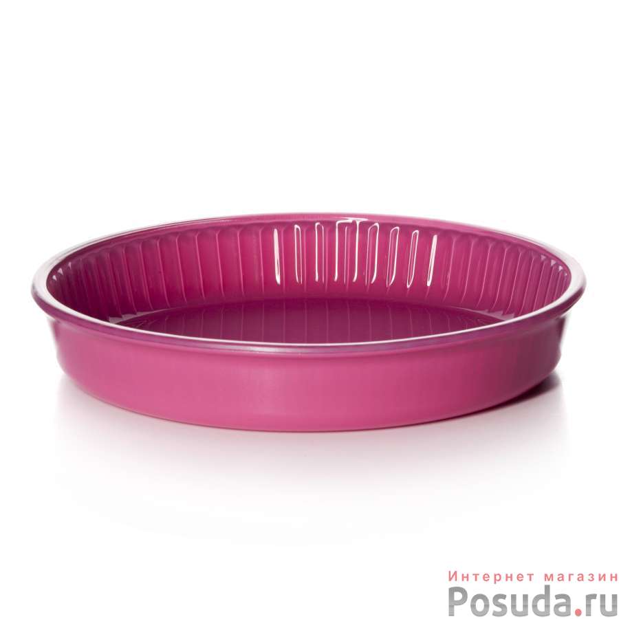 Посуда для свч круглая d=260 мм цв.стекло (цв.розовый)