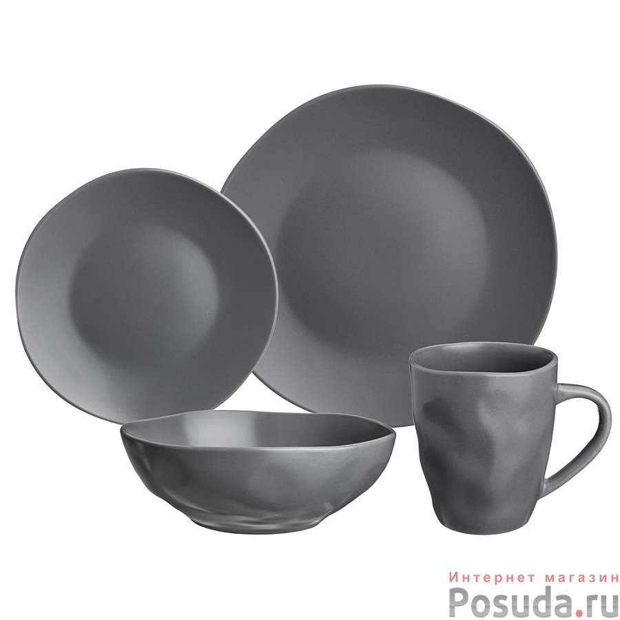 Набор посуды обеденный bronco Shadow на 4 пер. 16 предметов серый 