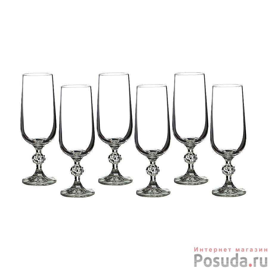 Набор бокалов для шампанского из 6 шт."КЛАУДИЯ" 180 мл. высота=17,5 см