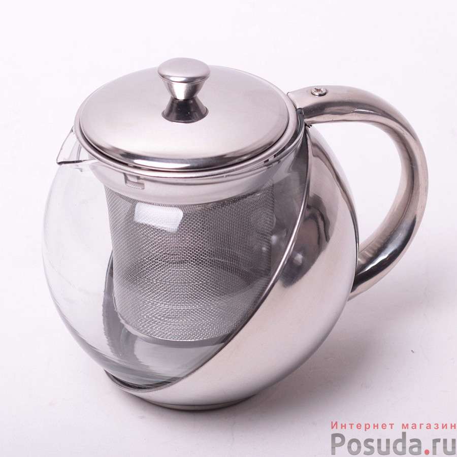 Заварник с металлическим дном 500мл и вставкой из нерж. стали (стекло, нержавеющая сталь)