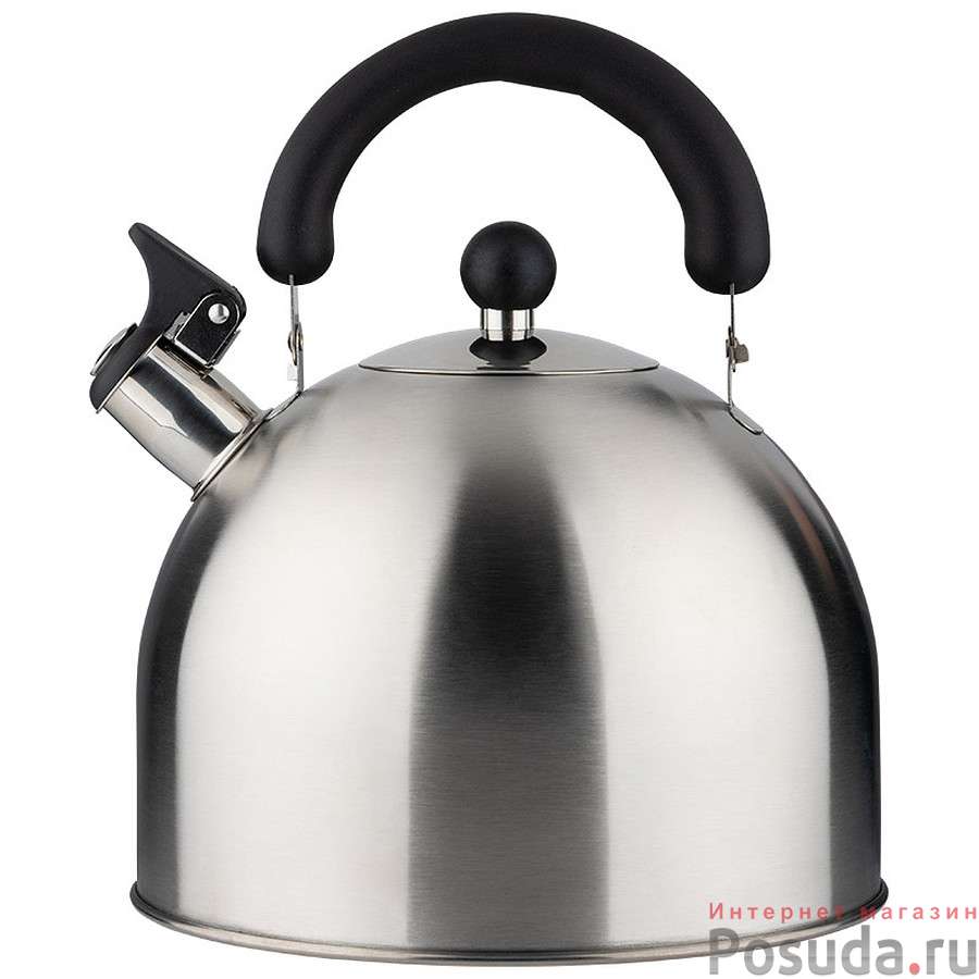 Чайник GRANDE, объем 5 л, из нерж стали со свистком, с бакелитовой ручкой, матовый