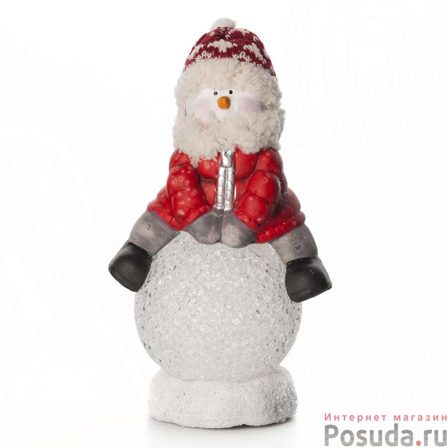 Фигурка декоративная House & Holder "Снеговик", с подсветкой, высота 19 см