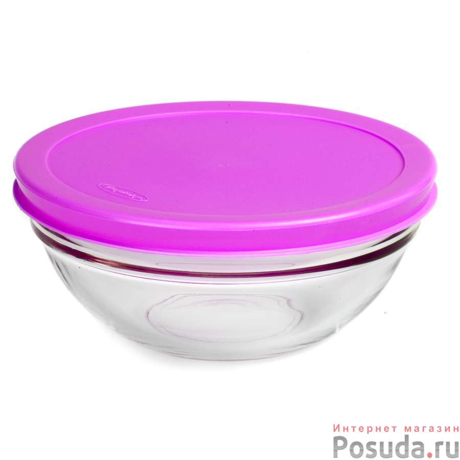 Салатник ШЕФС 170 мм с розовой крышкой