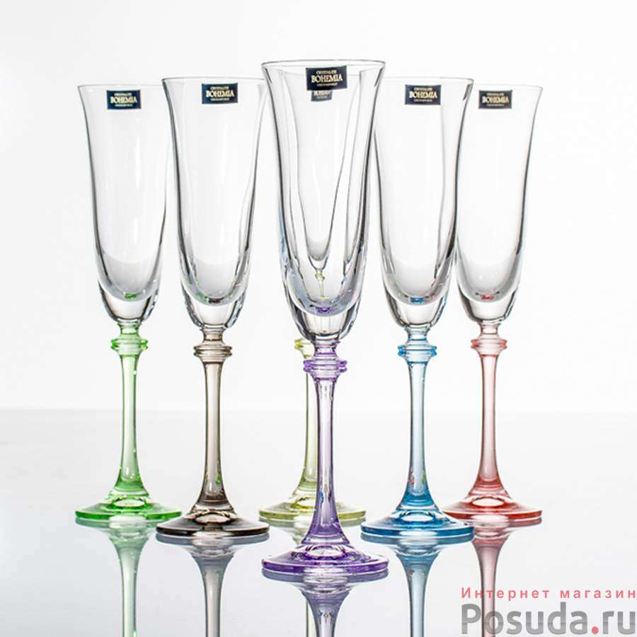 Набор бокалов для шампанского 6 шт Crystalite Bohemia "Арлекино", 190 мл