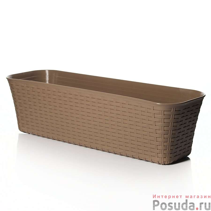 Балконный ящик Ротанг 600 мм (бежевый ротанг)