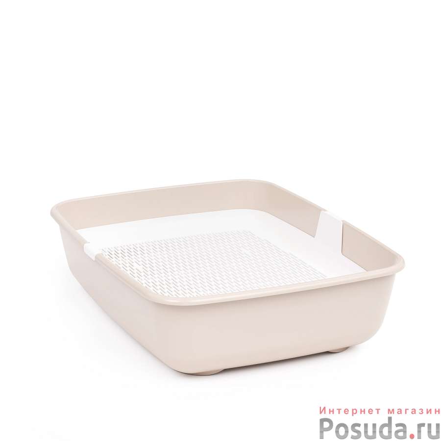 Лоток для кошек (с сеткой) (бело-бежевый)