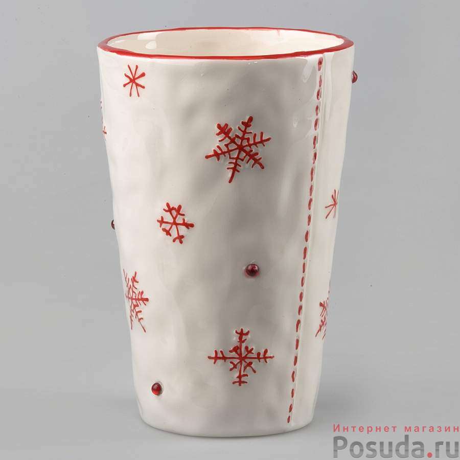 Новогодняя ваза "House & Holder "Снежинки", Н=18,5 см