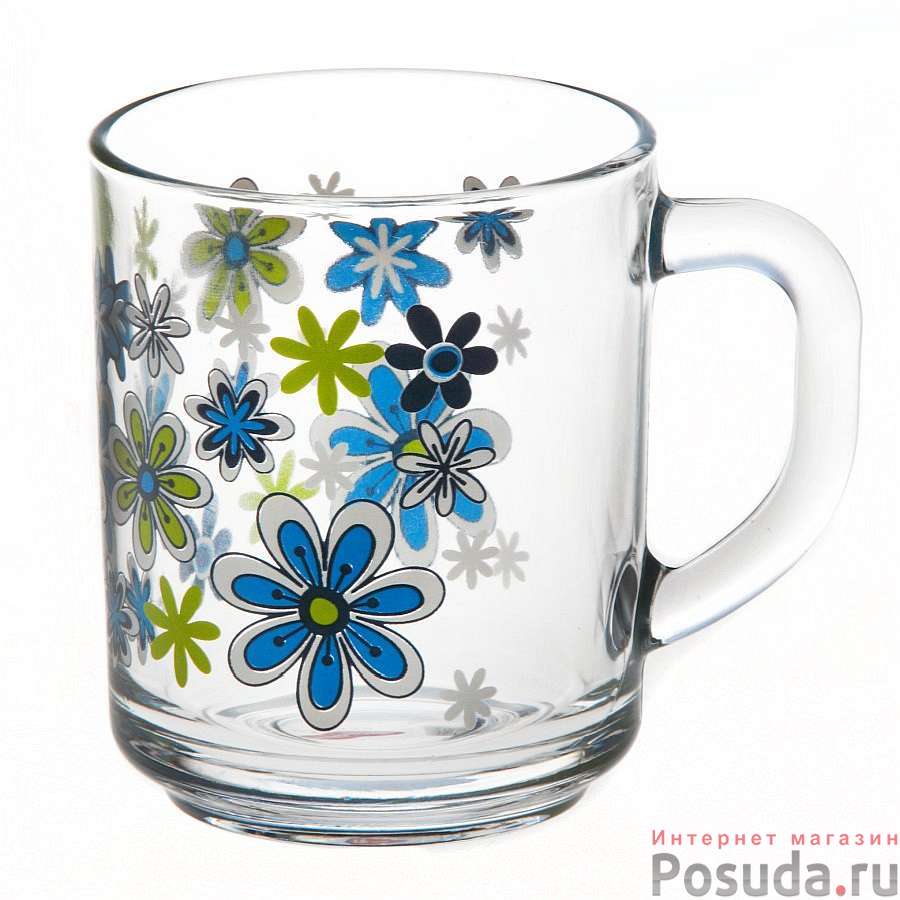 Кружка ПАБ 250 мл (4 цвета) (ГОЛУБЫЕ ЦВЕТЫ)