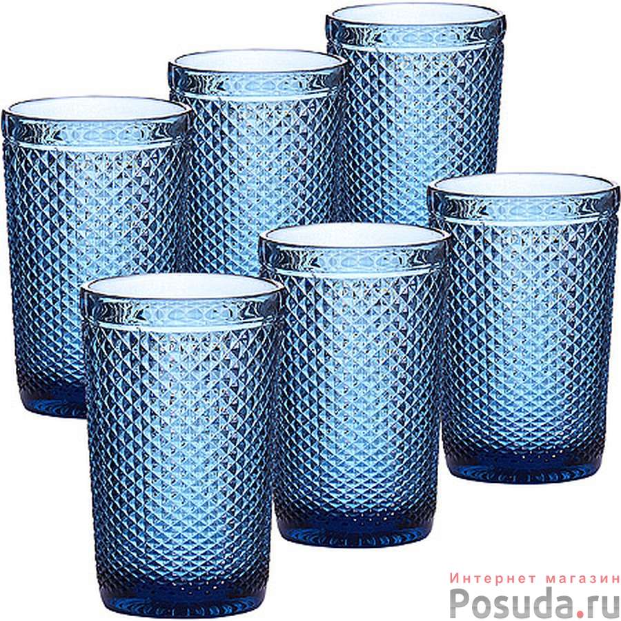 Набор стаканов 370 мл 6шт (цв. голубой) LR (х4)