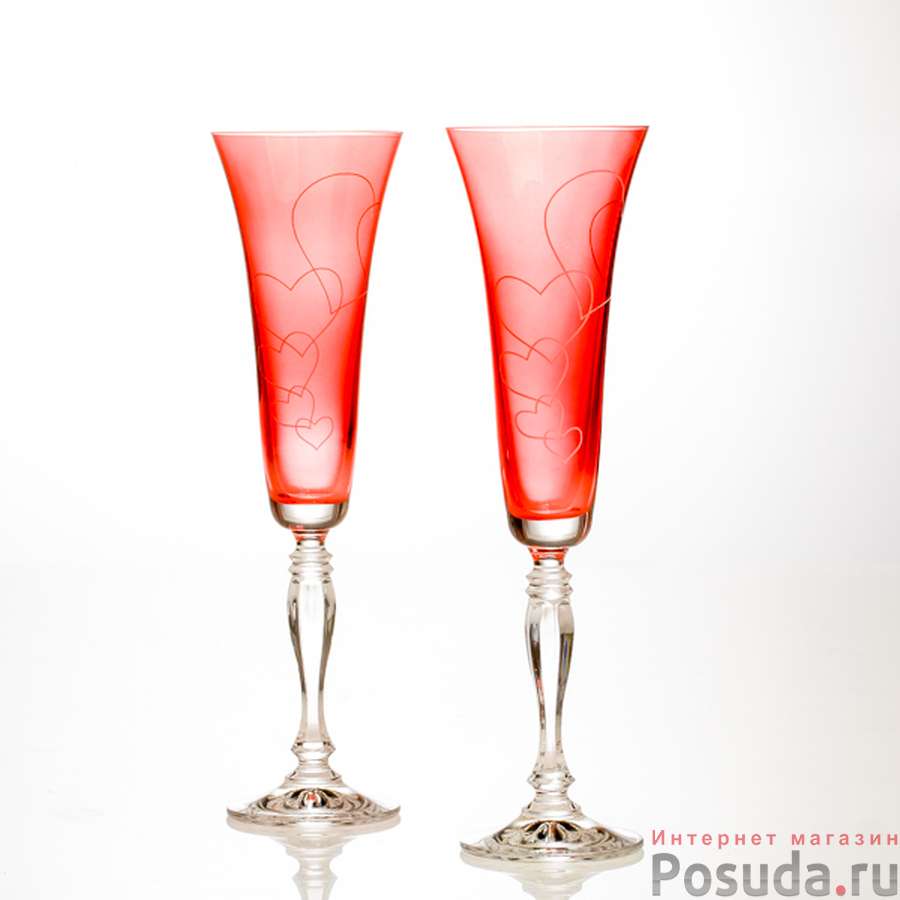 Набор фужеров для шампанского 2 шт Bohemia Crystal Виктория Love, 180 мл