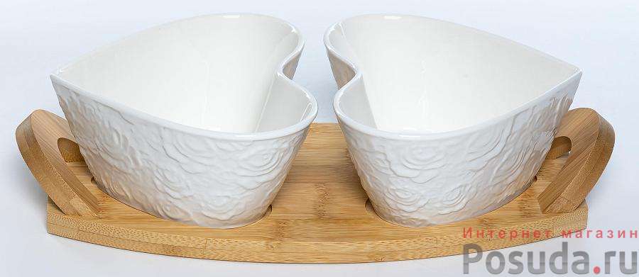 РОЗА, набор 2 салатника 500мл на подставке, цветная упаковка