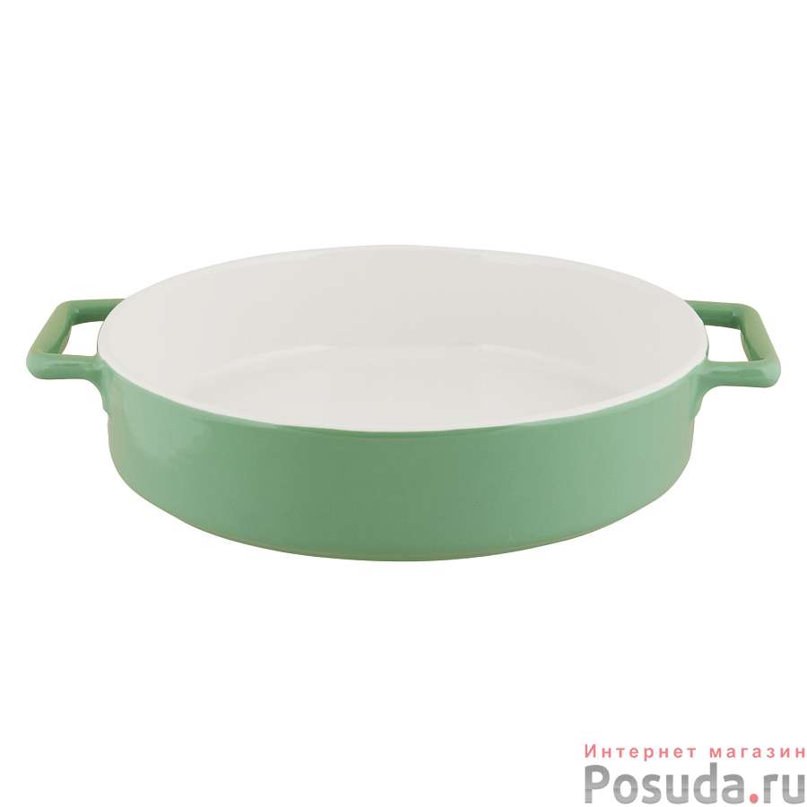 Форма керамическая круглая 33,5х27х6,5см (цв. зеленый) Twist TM Appetite