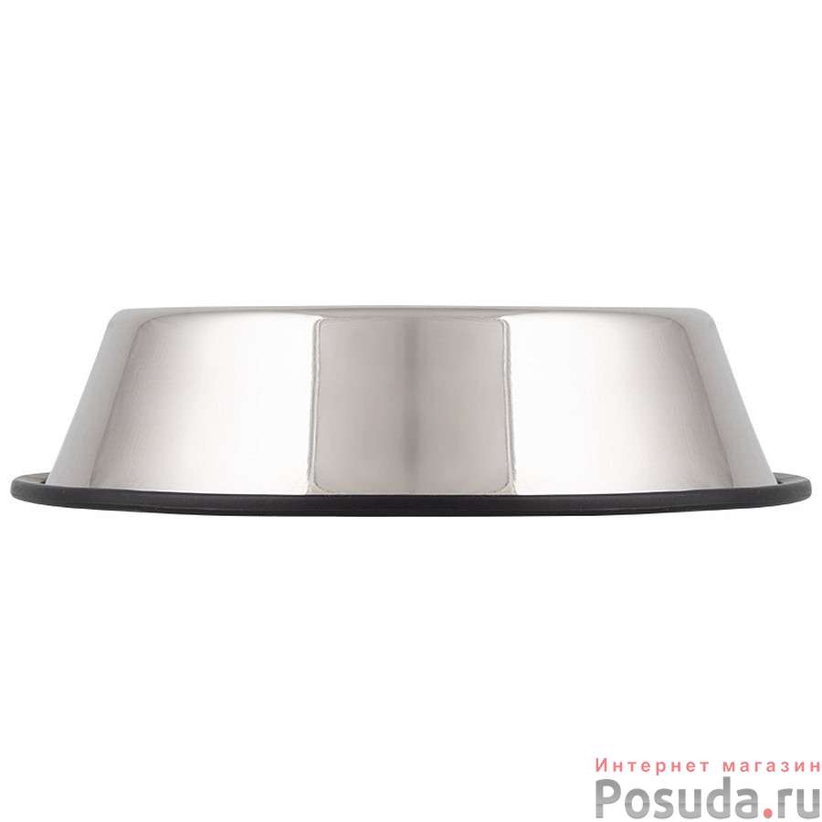 Миска для животных с антискользящим дном, нержавеющая сталь, резина, 18 см, 380 мл