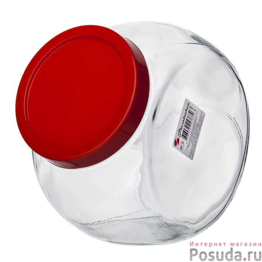 Банка с красной крышкой БЕЛЛА, объем 1500 мл
