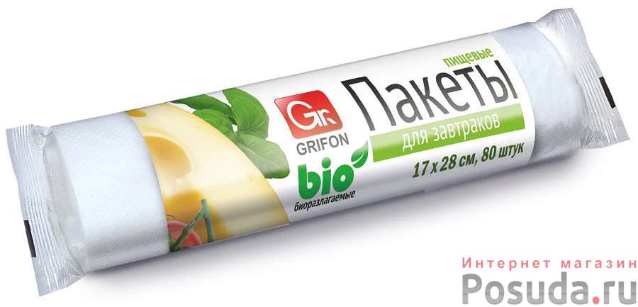 Пакеты для завтрака GRIFON 1л (17 x 28 см, 8 мкм), 80 шт. в рулоне