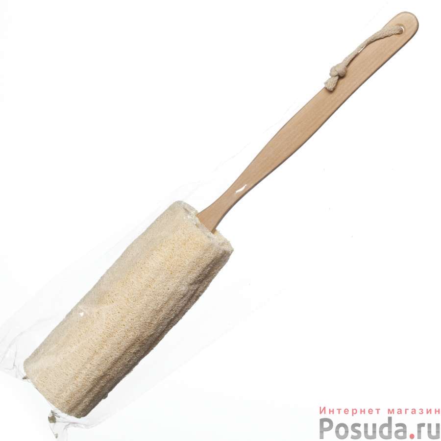 Мочалка из люфы натур. с дер. ручкой 42*8см, шт