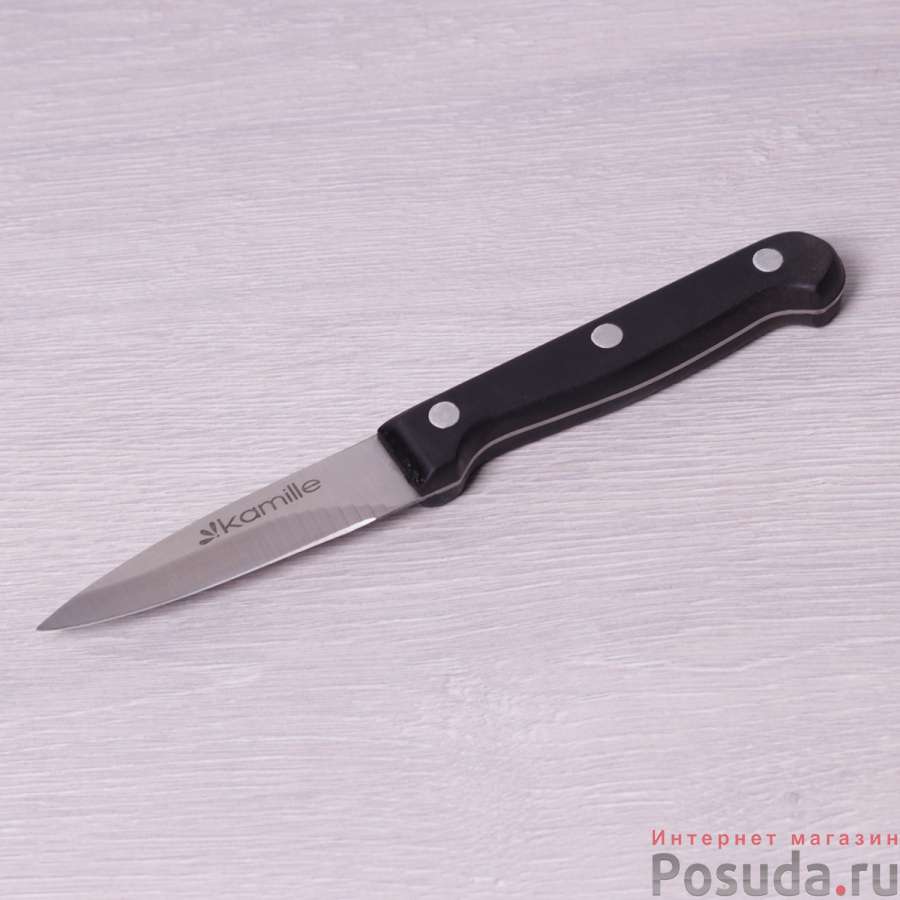 Нож для чистки овощей Kamille из нержавеющей стали с бакелитовой ручкой (лезвие 7.5см; рукоятка 10см)