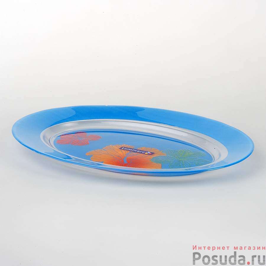 Блюдо овальное Luminarc Carine Hibiscus Blue, длина 35 см