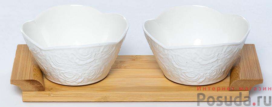 РОЗА, набор 2 розетки д/варенья 150мл на бамбук.подставке, цветная упаковка