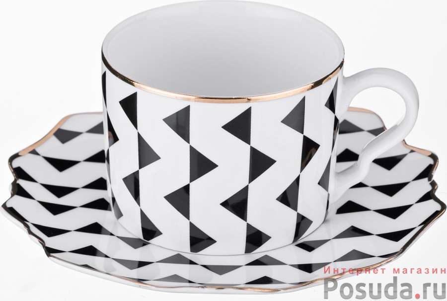 Чайный набор на 1 персону Черно-белое 2 пр. 200 мл. коллекция Vogue