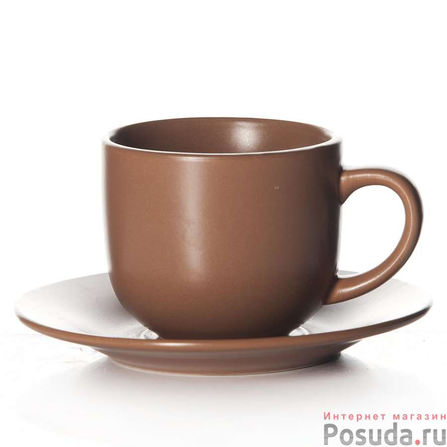 Чайная пара коричневая, объем чашки 200 мл