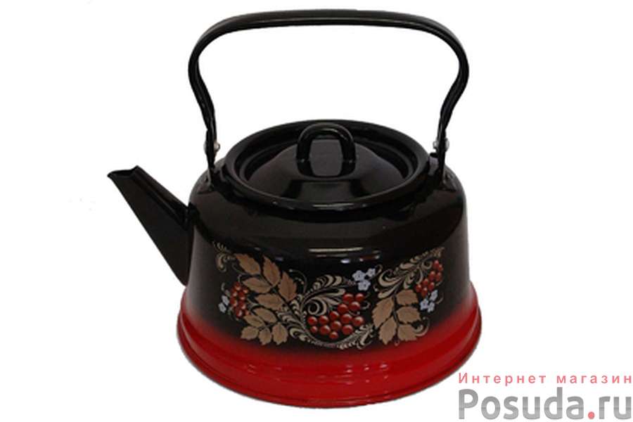 Чайник 3,5л с рисунком красно-черный