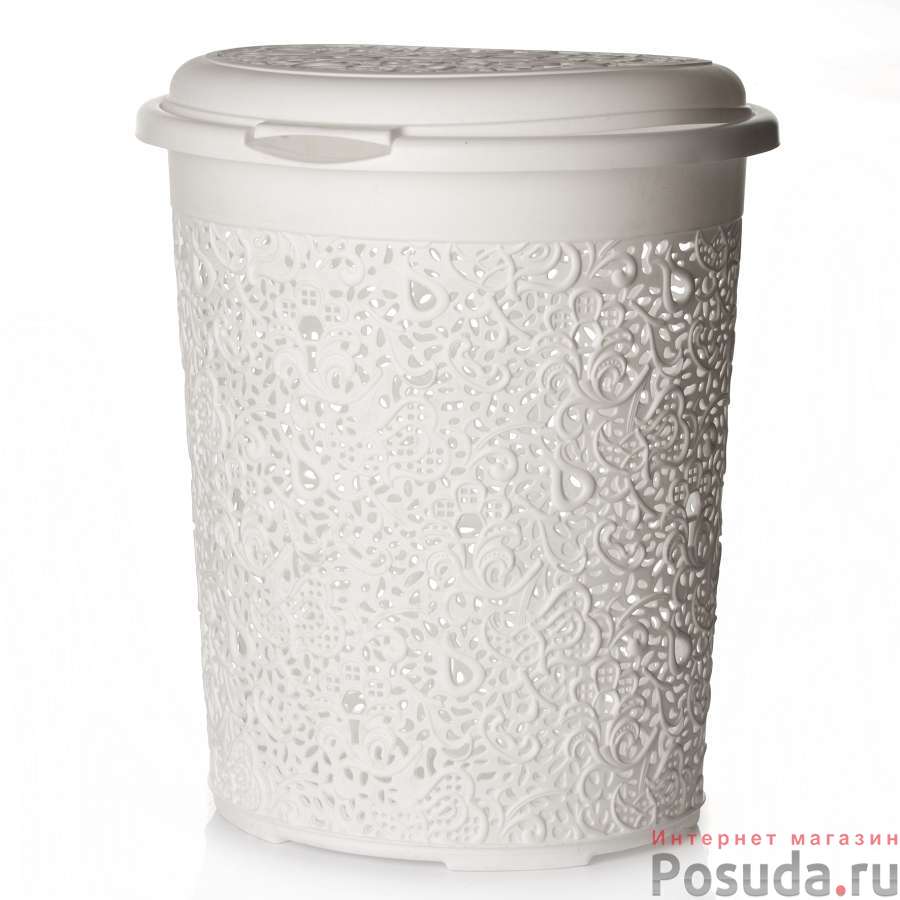 Корзина для белья КРУЖЕВО 50 л (белый)