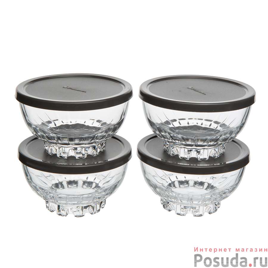 Набор салатников MOUSSE 270 мл с крышкой, 4 шт