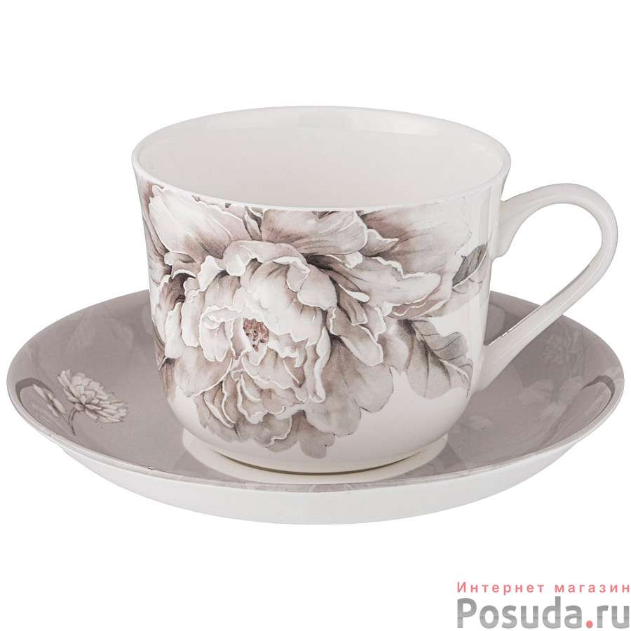 Чайная пара lefard White flower 2 пр. 500 мл серая 