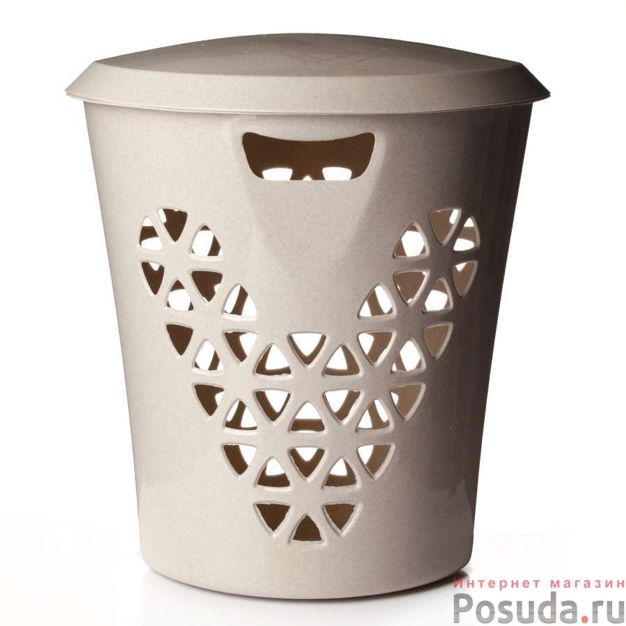 Корзина для белья ВЕНЕЦИЯ 50 л угловая (беж.мрамор)