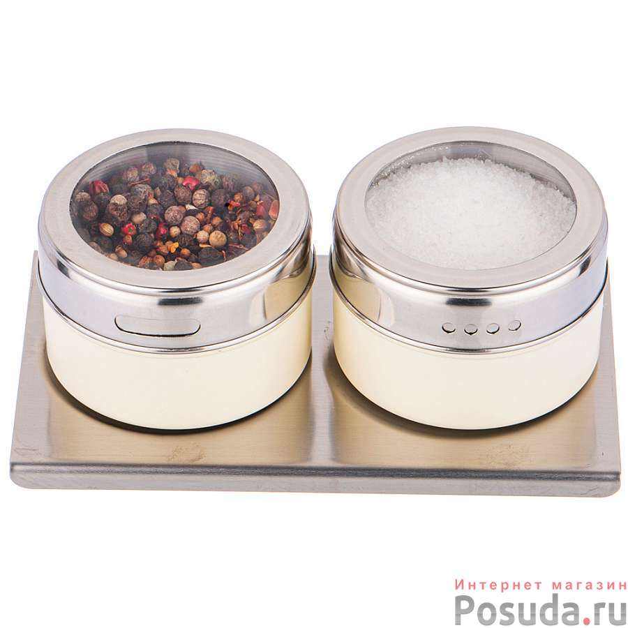 Набор для специй agness 3 пр.на магнитах, в т.ч. метал.подставка 14*9*5 см