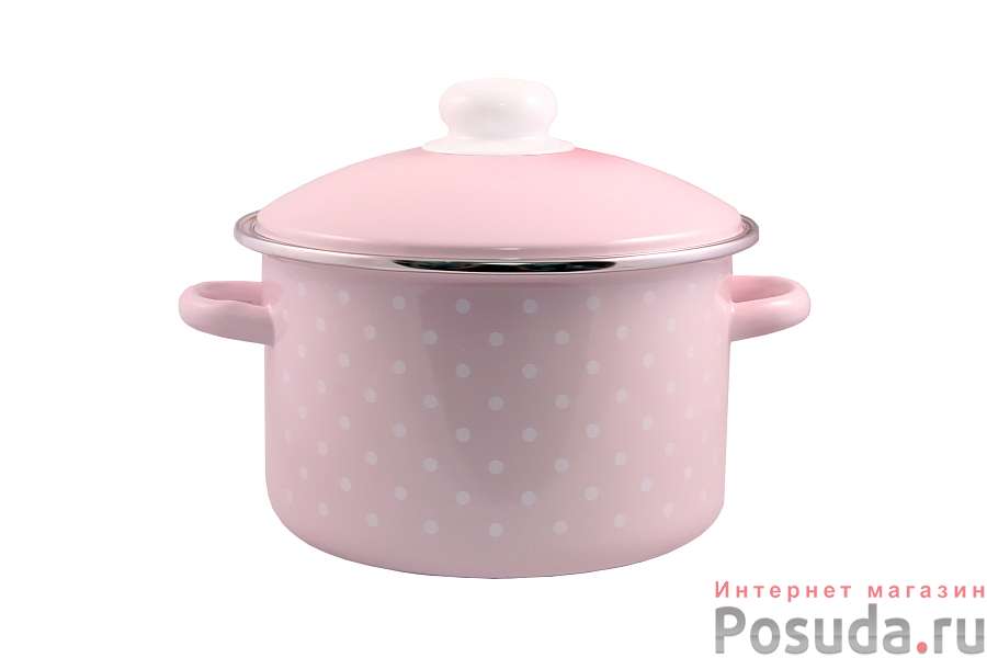 Кастрюля 4,0л розовая Горох мелкий-К