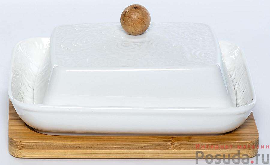 РОЗА, масленка 168мм на бамбук,подставке, цветная упаковка