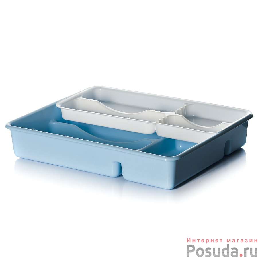 Лоток для столовых приборов двойной, 380*305*65 мм / 380*153*30 мм (цвет в ассортименте)