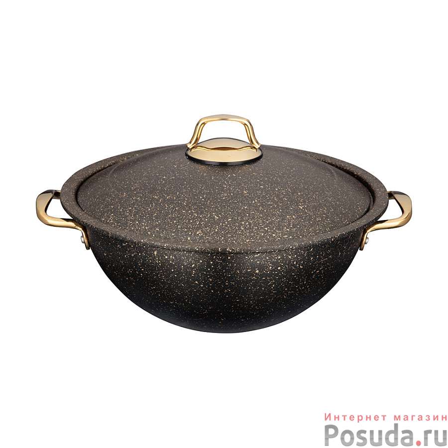 Казан agness премиум Черное золото 30x13,5 см 6,5 л трехслойное покр granit, pfoa free