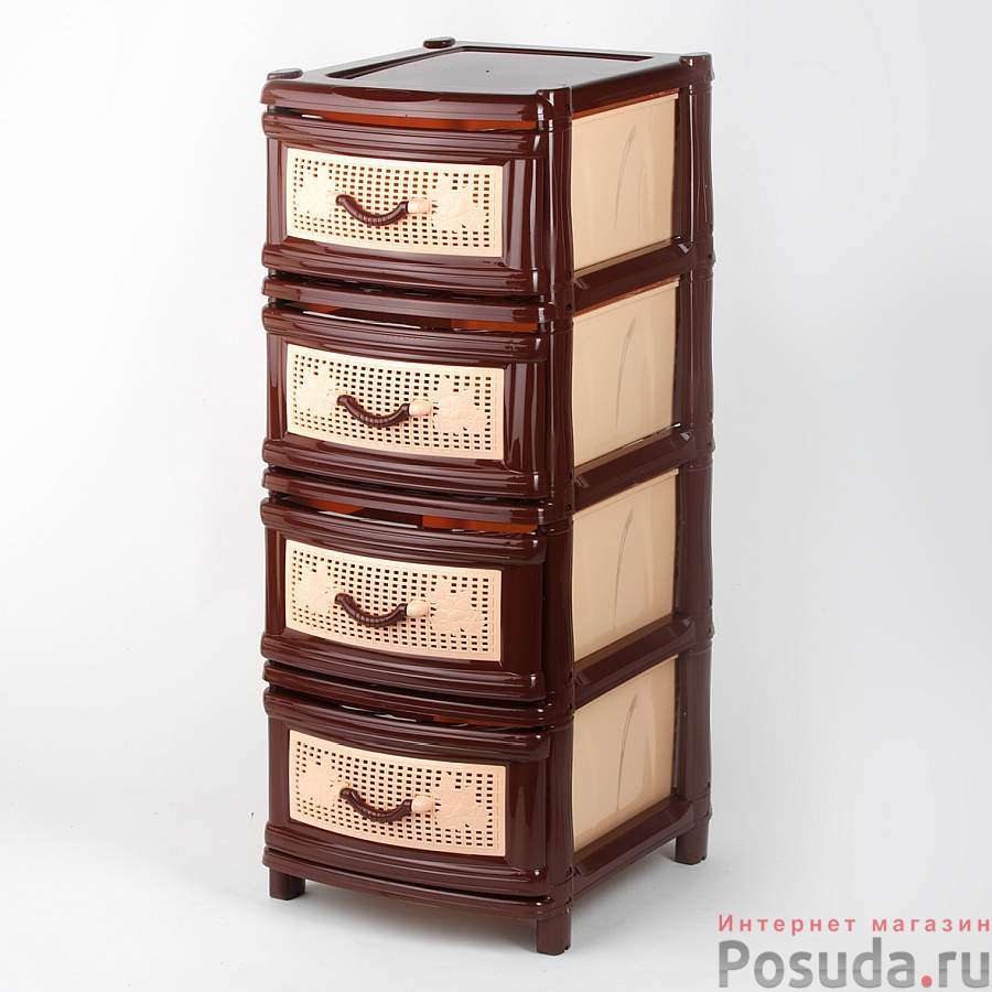 Комод 4-х секционный, 475*395*985 мм (коричневый)