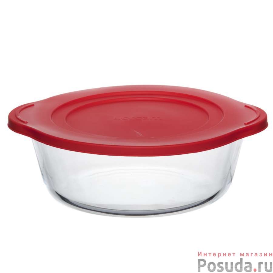 Посуда для свч круглая с пластиковой крышкой 2 л