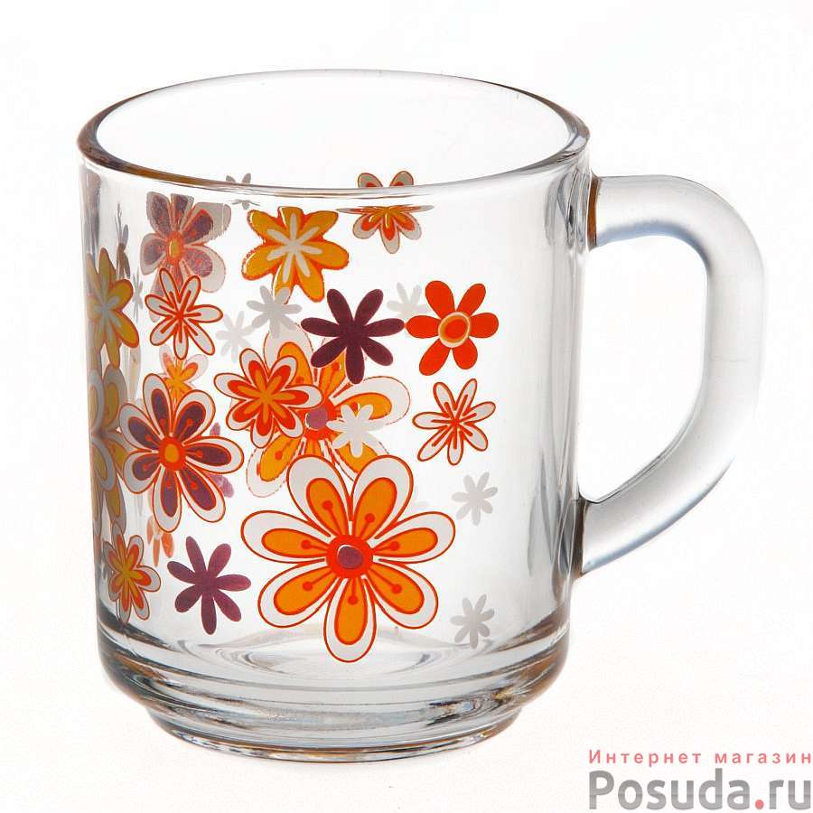 Кружка ПАБ 250 мл (4 цвета) (ОРАНЖЕВЫЕ ЦВЕТЫ)