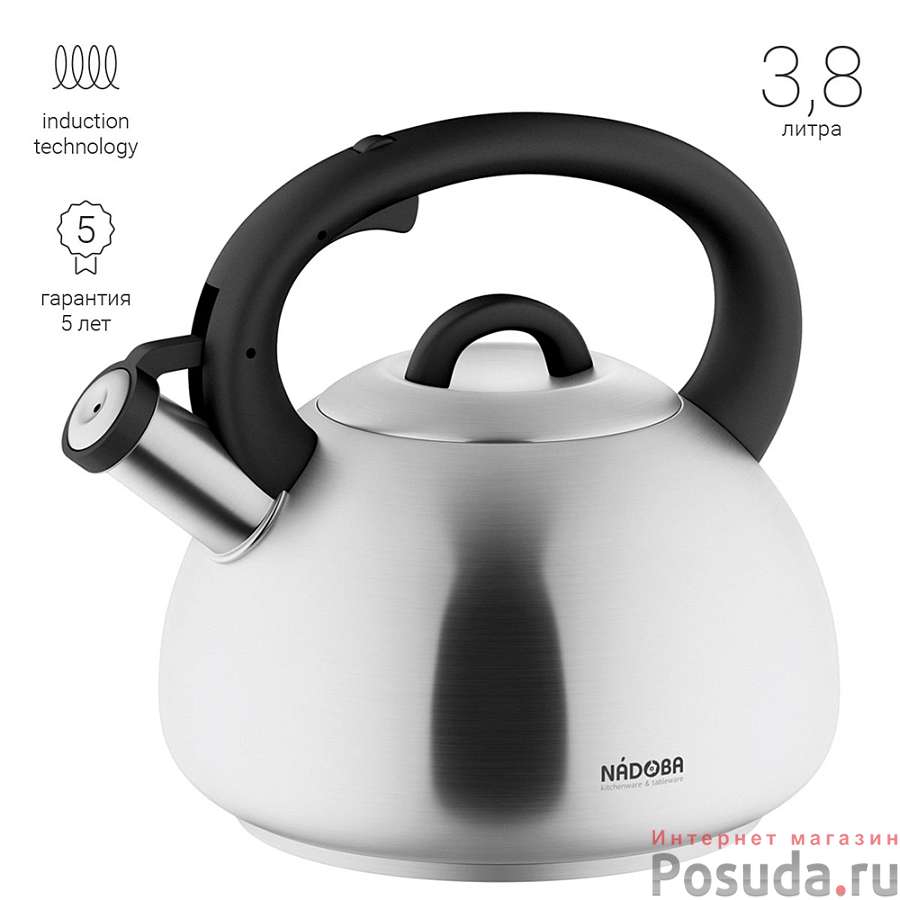 Чайник со свистком, 3,8 л, NADOBA, серия VIRGA